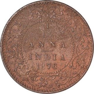 Copper One Twelfth Anna Coin of Victoria Queen of Calcutta  Mint of 1876.