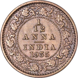 Bronze One Twelfth Anna Coin of King George V of Calcutta Mint of 1935.