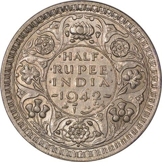 Silver Half Rupee Coin of King George VI of Bombay Mint of 1942.