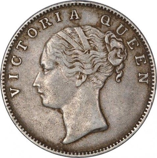 Silver One Rupee Coin of Victoria Queen of Madras Mint of 1840.