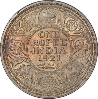 Silver One Rupee Coin of King George V of Bombay Mint of 1921.