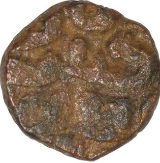 Copper One Eighth Tanka Coin of Ibrahim Shah Lodi of Delhi Sultanate.