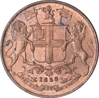 Copper One Quarter Anna Coin of East India Company of Royal Mint of 1858.