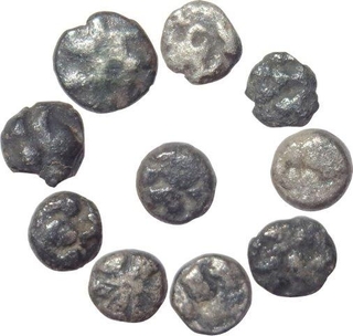 Punched Marked Silver Mashakas Of Maghada Janapada of Maurya Empire.