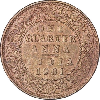 Copper One Quarter Anna Coin of Victoria Empress of Calcutta Mint of 1901.