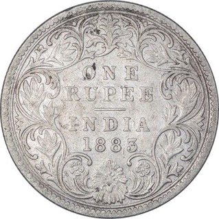 Rare Silver One Rupee Coin of Victoria Empress of Bombay Mint of 1883.