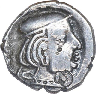 Silver Drachma Coin of Rudrasen II of Western Kshatrapas.