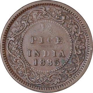 Copper Half Pice Coin of Victoria Empress of Calcutta Mint of 1885.