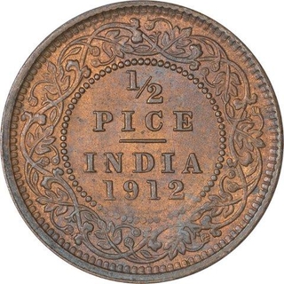 Bronze Half Pice Coin of King George V of Calcutta Mint of 1912.