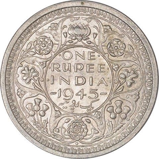 Silver One Rupee Coin of King George VI of Bombay Mint of 1945.