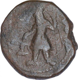 Copper Tetra Drachma Coin of  Kanishka of Kushana Dynasty.