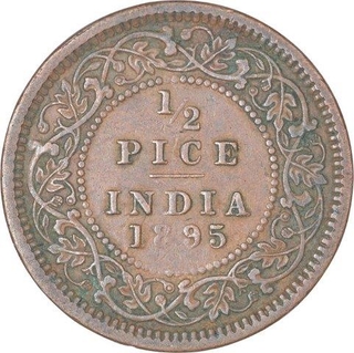 Copper Half Pice of Victoria Empress of Calcutta Mint of 1895.