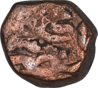 Copper Half Dam Coin of Akbar of Hisar Firoza Mint of Fi Tarikh Type.