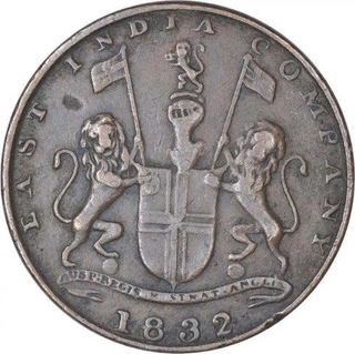 Copper One Quarter Anna Coin of Bombay Presidency.