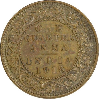 Copper One Quarter Anna Coin of King George V of Calcutta Mint of 1919.