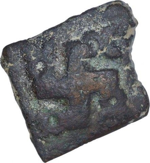 Copper Square Coin of Satavahana Dynasty of Saurashtra of Gujarat of Swastika Type.