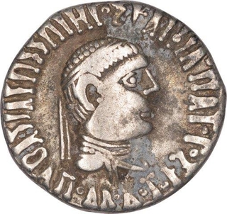 Silver One Drachma Coin of Apollodotos II of Baktrian and Indo Greeks.