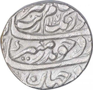 Silver One Rupee Coin of Aurangzeb Alamgir of Lahore Dar Ul Saltana Mint.