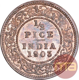 Copper Half Pice Coin of King Edward VII of Calcutta Mint of 1903.