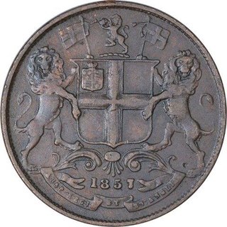 Copper One Quarter Anna Coin of East India Company of Birmingham Mint of 1857.