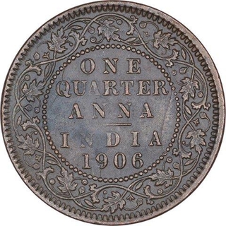 Copper One Quarter Anna Coin of King Edward VII of Calcutta Mint of 1906.