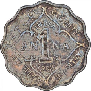 Copper Nickel One Anna Coin of King Edward VII of Bombay Mint of 1908.