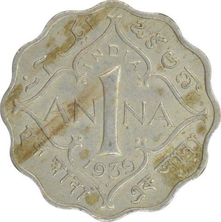 Cupro Nickel One Anna Coin of King George VI of Bombay Mint of 1939.