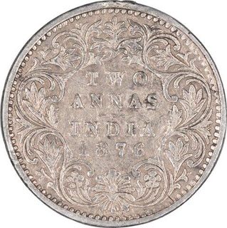 Silver Two Annas Coin of Victoria Queen of Bombay Mint of 1876.