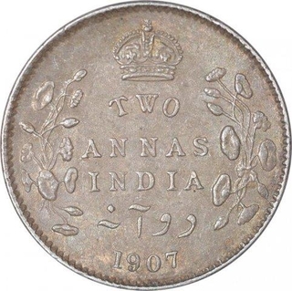 Silver Two Annas Coin of King Edward VII of Calcutta Mint of 1907.