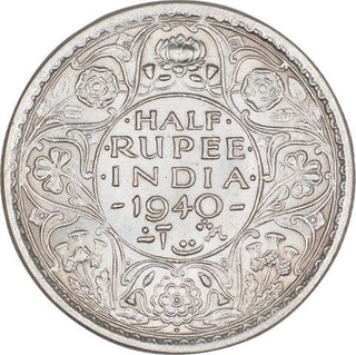 Silver Half Rupee Coin of King George VI of Bombay Mint of 1940.