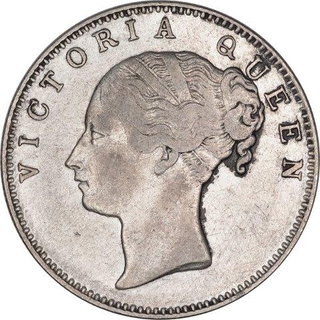 Silver One Rupee Coin of Victoria Queen of Calcutta Mint of 1840.