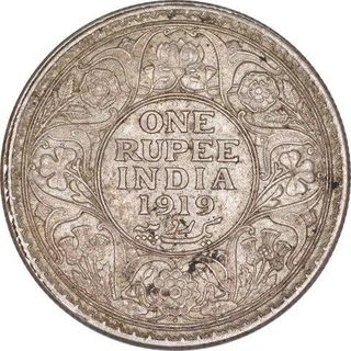 Silver One Rupee Coin of King George V of Bombay Mint of 1919.