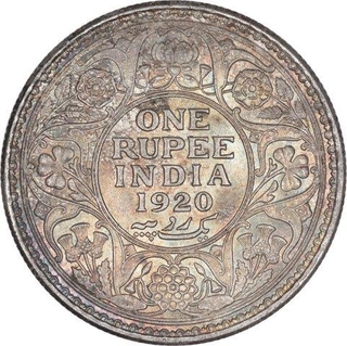 Silver One Rupee Coin of King George V of Calcutta Mint of 1920.