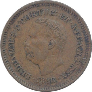 Copper One Eighth Tanga Coin of Luiz I of Indo Portuguese.