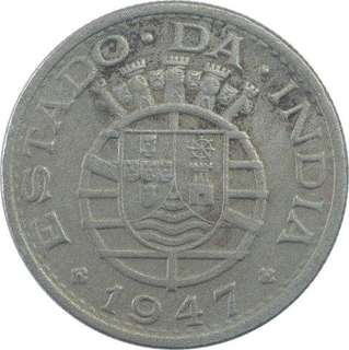 Cupro Nickel Half Rupia Coin of Portuguese Administration of Indo Portuguese.