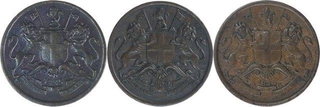 Copper One Twelfth Anna Coins of East India Company of Madras Mint of 1835.