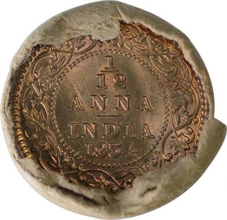 Roll of Bronze One Twelfth Anna of King George V of Calcutta Mint of 1934.