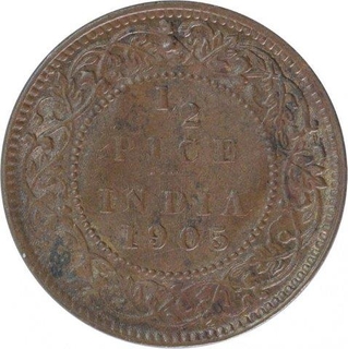 Copper Half Pice Coin of King Edward VII of Calcutta Mint of 1905.