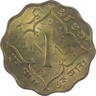 Nickel Brass One Anna Coin of King George VI of Calcutta Mint of 1942.