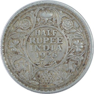 Silver Half Rupee Coin of King George V of Calcutta Mint of 1926.