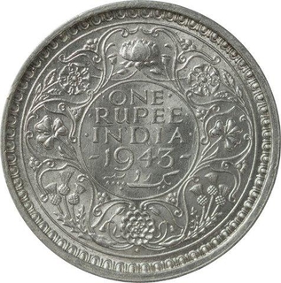 Silver One Rupee Coin of King George VI of Bombay Mint of 1943.