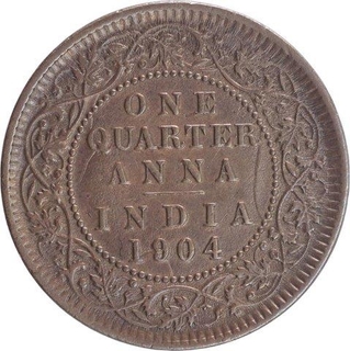 Copper One Quarter Anna Coin of King Edward VII of Calcutta Mint of 1904.