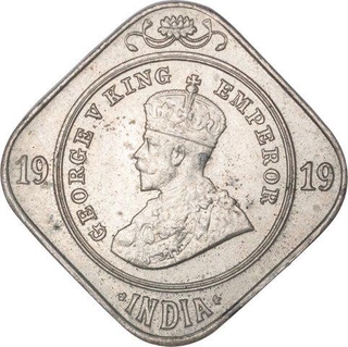 Copper Nickel Two Annas Coin of King George V of Calcutta Mint of 1919.