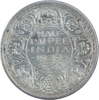 Rare Silver Half Rupee Coin of King George VI of Bombay Mint of 1939.