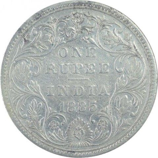 Silver One Rupee Coin of Victoria Empress of Bombay Mint of 1885.