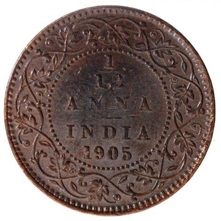 Copper One Twelfth Anna Coin of King Edward VII of Calcutta Mint of 1905.