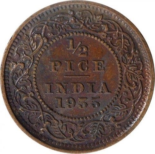 Bronze Half Pice Coin of King George V of Calcutta Mint of 1935.