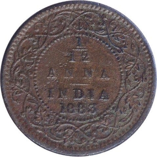 Copper One Twelfth Anna Coin of Victoria Empress of Bombay Mint of 1883.