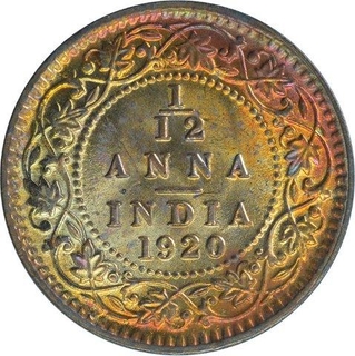 Bronze One Twelth Anna Coin of King George V of Calcutta Mint of 1920.