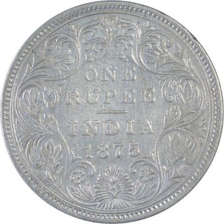 Silver One Rupee Coin of Victoria Queen of Bombay Mint of 1875.